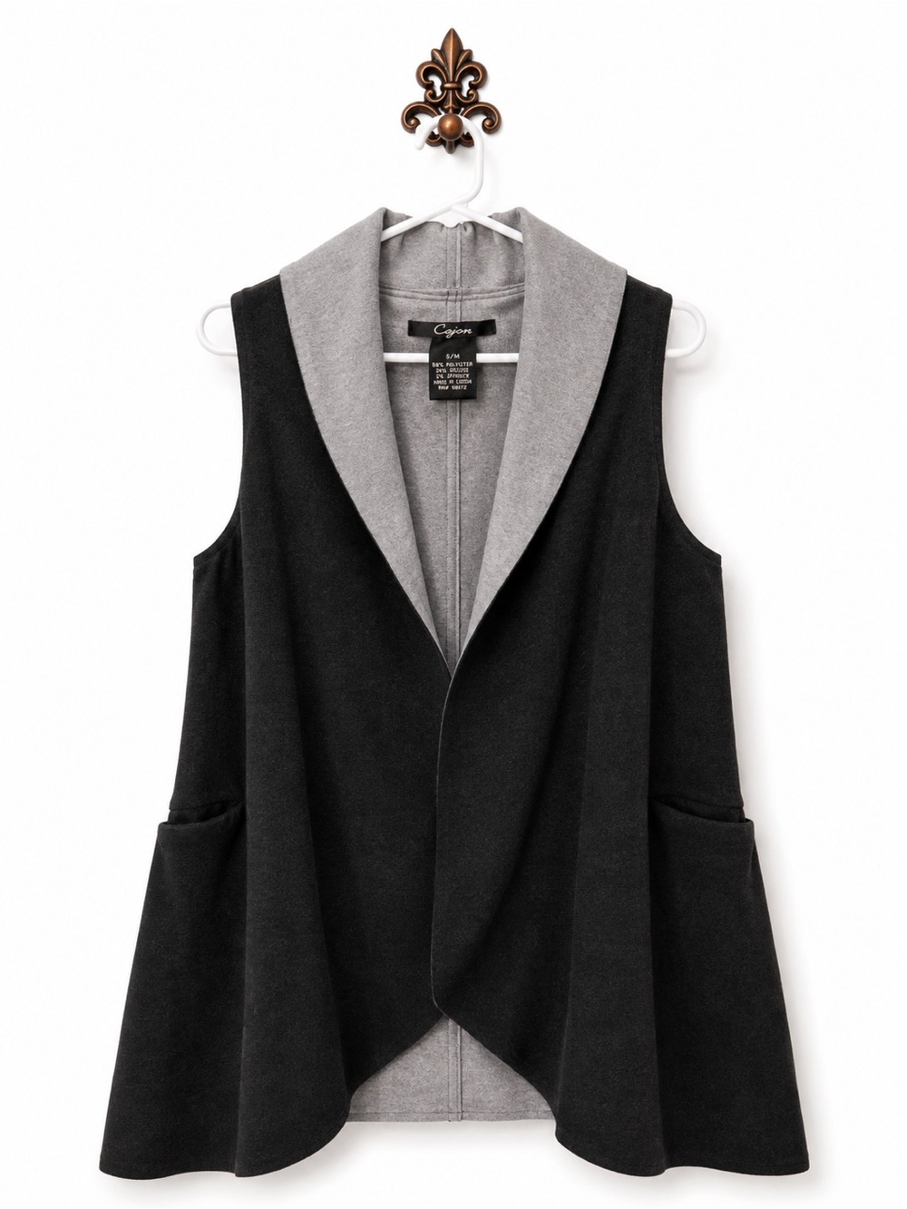 Cejon Black & Gray Reversible Hooded Sleeveless Vest